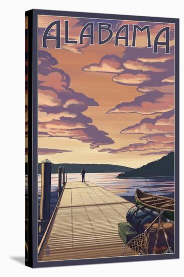 Alabama - Dock Scene and Lake-Lantern Press-Stretched Canvas