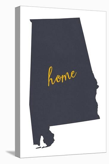 Alabama - Home State- Gray on White-Lantern Press-Stretched Canvas