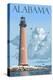 Alabama - Lighthouse-Lantern Press-Stretched Canvas