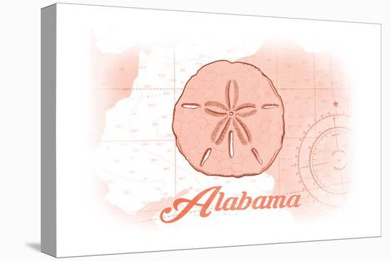 Alabama - Sand Dollar - Coral - Coastal Icon-Lantern Press-Stretched Canvas