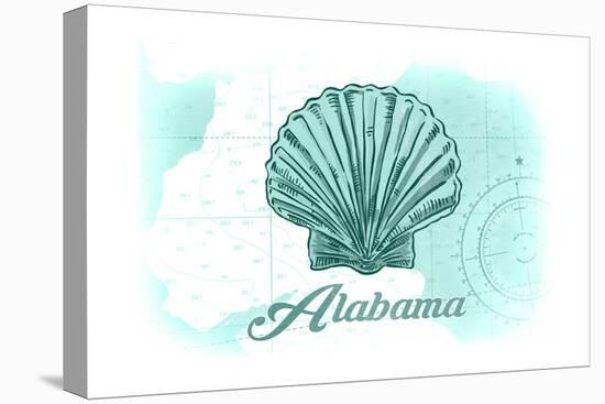 Alabama - Scallop Shell - Teal - Coastal Icon-Lantern Press-Stretched Canvas