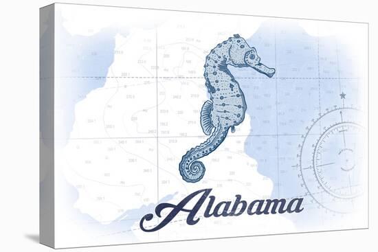Alabama - Seahorse - Blue - Coastal Icon-Lantern Press-Stretched Canvas