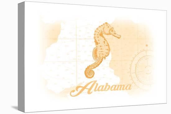 Alabama - Seahorse - Yellow - Coastal Icon-Lantern Press-Stretched Canvas