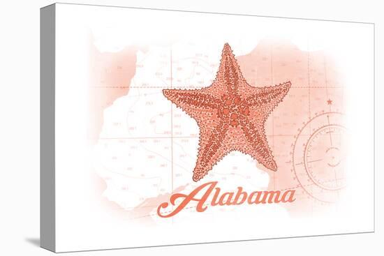Alabama - Starfish - Coral - Coastal Icon-Lantern Press-Stretched Canvas