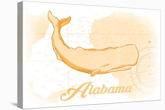 Alabama - Whale - Yellow - Coastal Icon-Lantern Press-Stretched Canvas