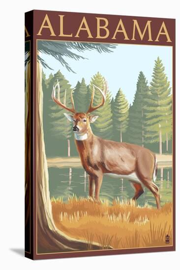 Alabama White Tailed Deer-Lantern Press-Stretched Canvas