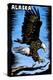 Alaska - Bald Eagle - Scratchboard-Lantern Press-Stretched Canvas