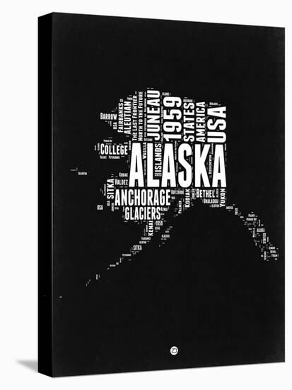 Alaska Black and White Map-NaxArt-Stretched Canvas