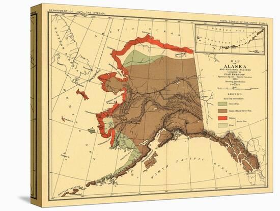 Alaska - Fox Population State Map-Lantern Press-Stretched Canvas