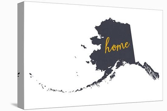 Alaska - Home State- Gray on White-Lantern Press-Stretched Canvas