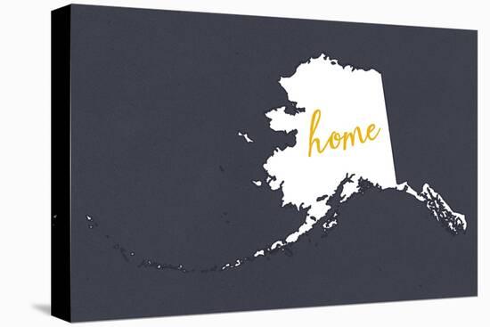 Alaska - Home State- White on Gray-Lantern Press-Stretched Canvas