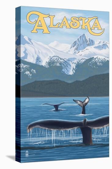 Alaska - Humpback Whale Family-Lantern Press-Stretched Canvas
