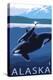 Alaska - Orca and Calf-Lantern Press-Stretched Canvas