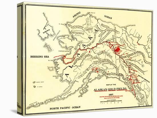 Alaska - Panoramic Map-Lantern Press-Stretched Canvas