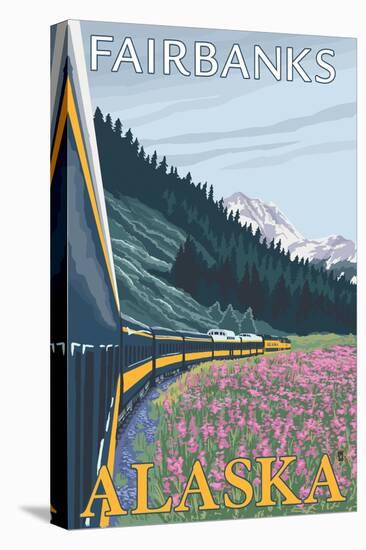 Alaska Railroad Scene, Fairbanks, Alaska-Lantern Press-Stretched Canvas