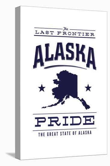 Alaska State Pride - Blue on White-Lantern Press-Stretched Canvas