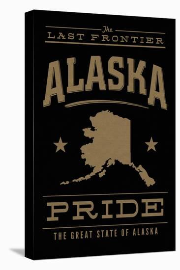 Alaska State Pride - Gold on Black-Lantern Press-Stretched Canvas