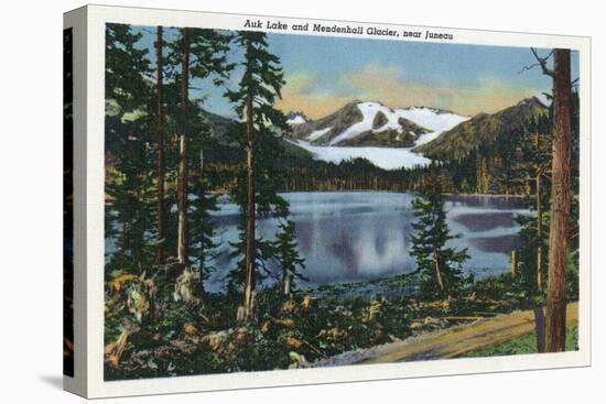 Alaska, View of Mendenhall Glacier, Auk Lake near Juneau-Lantern Press-Stretched Canvas