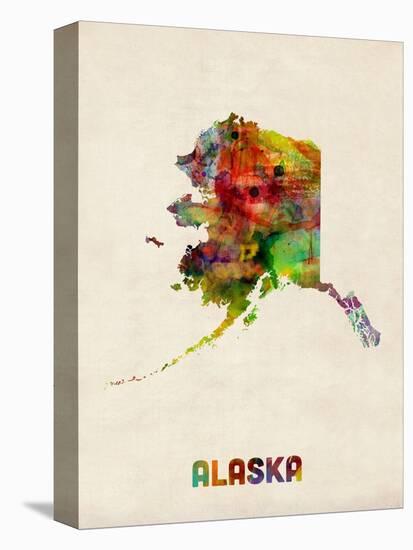 Alaska Watercolor Map-Michael Tompsett-Stretched Canvas