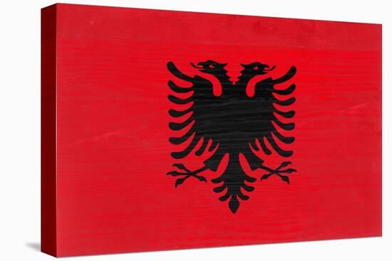 Albania Flag Design with Wood Patterning - Flags of the World Series-Philippe Hugonnard-Stretched Canvas