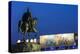 Albania, Tirana, Skanderbeg Square, Statue of Skanderbeg and National Historical Museum, Dusk-Walter Bibikow-Premier Image Canvas