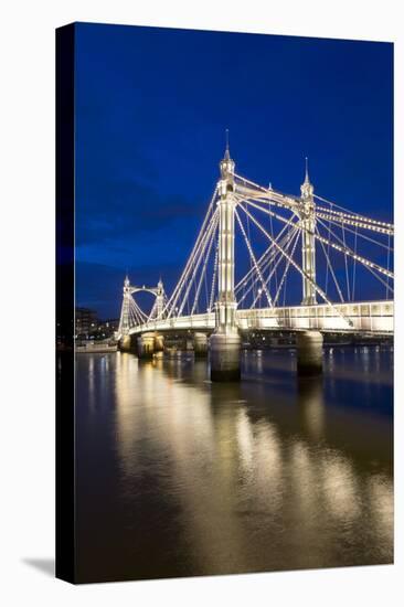 Albert Bridge and River Thames at Night, Chelsea, London, England, United Kingdom, Europe-Stuart-Premier Image Canvas