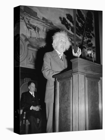 Albert Einstein speaking, c.1940-Harris & Ewing-Premier Image Canvas