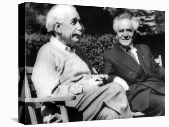 Albert Einstein with Israel's Prime Minister, David Ben-Gurion-null-Stretched Canvas