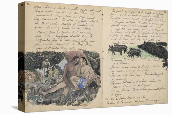 Album Ancien culte Mahori : un couple assis et troupeau de cochons-Paul Gauguin-Premier Image Canvas