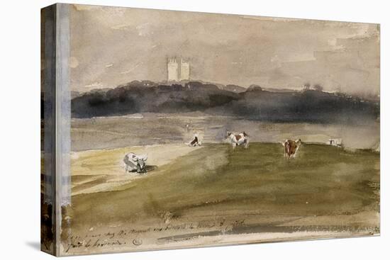 Album d'Angleterre. Paysage dans la campagne anglaise, avec vaches dans un champ. 8/9 juillet 1825-Eugene Delacroix-Premier Image Canvas