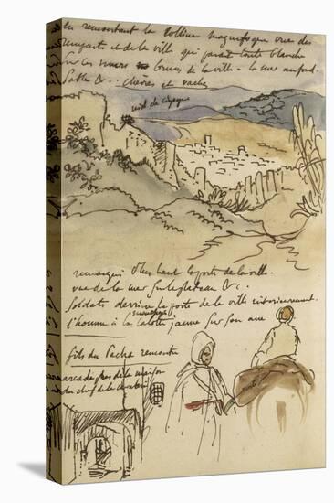 Album du Maroc: En haut, vue des remparts et de la ville de Tanger, la mer vers la gauche et fond-Eugene Delacroix-Premier Image Canvas
