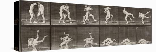 Album sur la décomposition du mouvement : "Animal locomotion", 1872/85. Lutte de deux hommes nus-Eadweard Muybridge-Premier Image Canvas