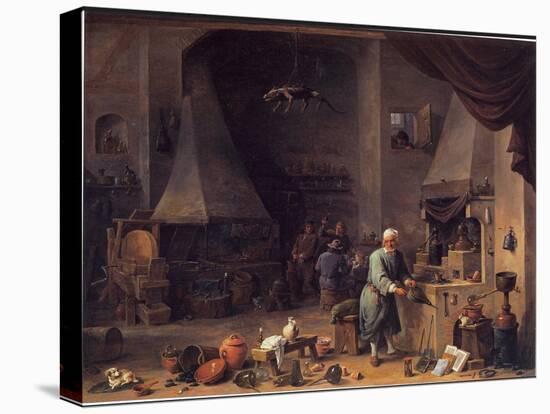 Alchemist In Hi Workshop-David Teniers-Stretched Canvas