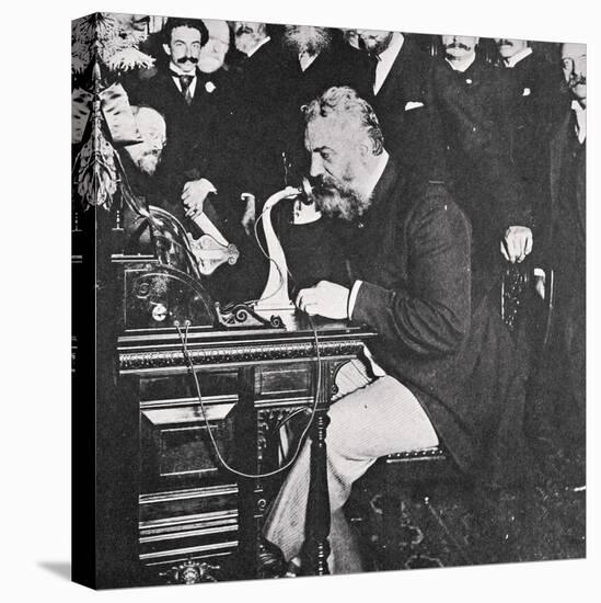 Alexander Graham Bell makes the first telephone call between New York and Chicago, USA, 1892-Unknown-Premier Image Canvas
