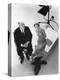 Alfred Hitchcock and Tippi Hedren, photo pour la sortie du fim Les Oiseaux, 1963 (b/w photo)-null-Stretched Canvas