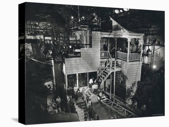 Alfred Hitchcock Directing Joseph Cotten and Teresa Wright in Shadow of a Doubt-Gjon Mili-Premier Image Canvas