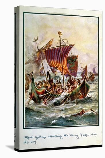 Alfred's Galleys Attacking the Viking Dragon Ships, 897 Ad-Henry Payne-Premier Image Canvas