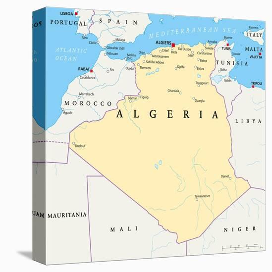 Algeria Political Map-Peter Hermes Furian-Stretched Canvas