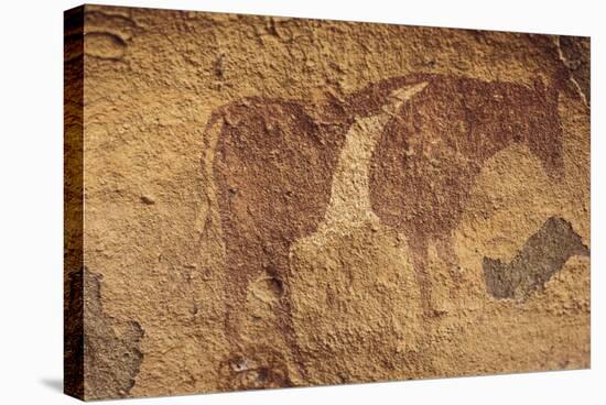 Algeria, Sahara Desert, Tassili-N-Ajjer National Park, Rock Carving Depicting Ox-null-Premier Image Canvas