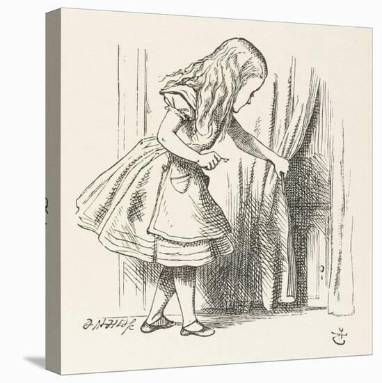 Alice Alice Draws Back the Curtain to Reveal a Little Door-John Tenniel-Premier Image Canvas
