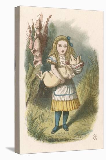 Alice and the Pig Alice Carrying a Baby Pig-John Tenniel-Premier Image Canvas