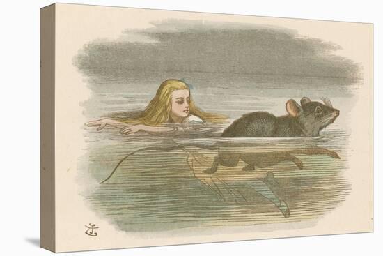 Alice and the Pool of Tears Swimming in It with a Mouse-John Tenniel-Premier Image Canvas