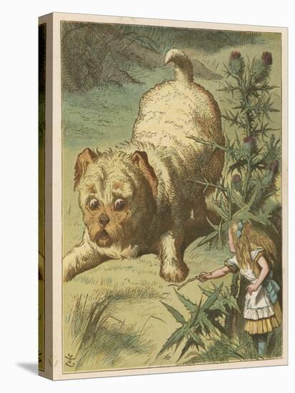 Alice and the Puppy-John Tenniel-Stretched Canvas