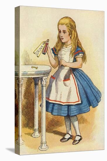 Alice Discovers a Bottle Marked “Drink Me” (Colour Engraving)-John Tenniel-Premier Image Canvas