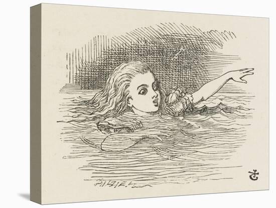 Alice in the Pool of Tears-John Tenniel-Stretched Canvas