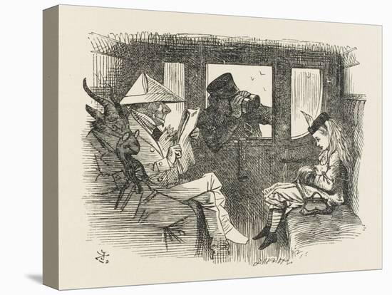 Alice in the Railway Carriage Closely Observed by the Guard-John Tenniel-Stretched Canvas