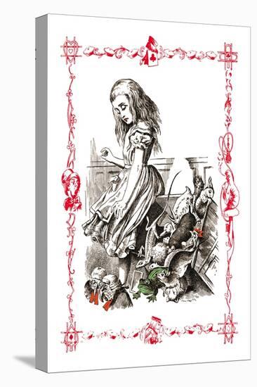 Alice in Wonderland: Alice Tips over the Jury Box-John Tenniel-Stretched Canvas