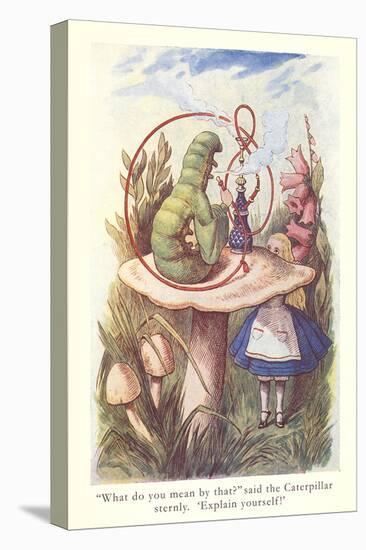Alice in Wonderland, Caterpillar on Mushroom-null-Stretched Canvas