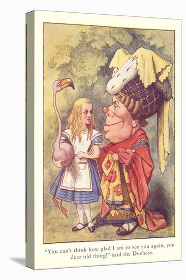Alice in Wonderland, Duchess and Flamingo-null-Stretched Canvas