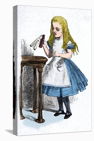 'Alice looking at the bottle with the sign 'drink me''', 1889-John Tenniel-Premier Image Canvas